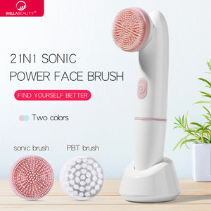 FACELANDY 2 in 1 Soft Silicone Facial Cleansing Brush WL0156